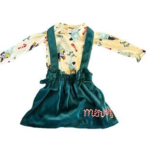 NWT Bluey Infant Christmas Shirt & Overall Skirt Outfit Size 12 Months